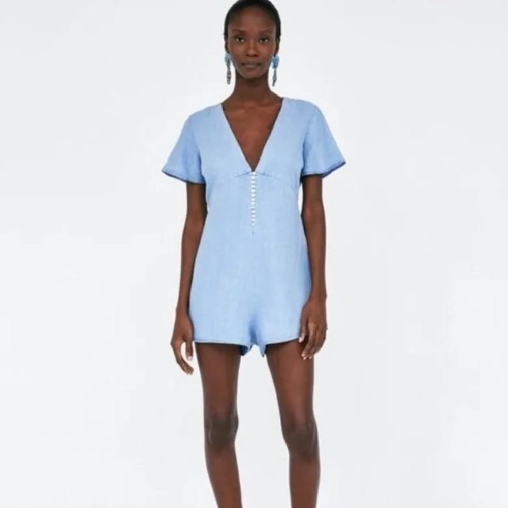 ZARA PREMIUM DENIM COLLECTION Chambray Romper M